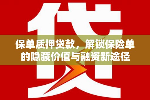 坡头保单质押贷款，解锁保险单的隐藏价值与融资新途径