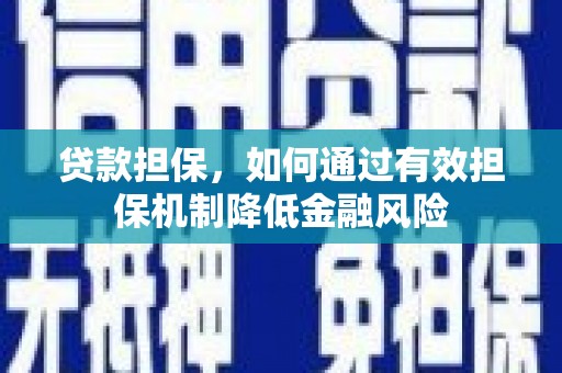 坡头贷款担保，如何通过有效担保机制降低金融风险